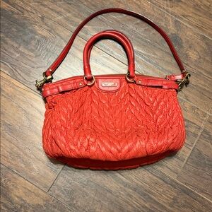 Coach Red Quilted Shoulder Bag with Detachable Strap